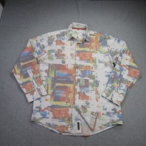 Visconti Uomo Shirt Mens Small Abstract Print Button Up Long Sleeve Casual Italy